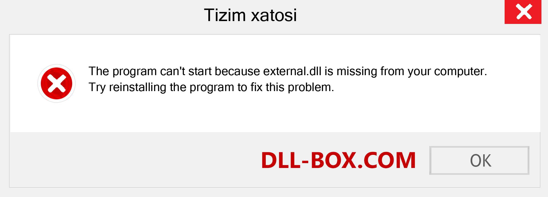 external.dll fayli yo'qolganmi?. Windows 7, 8, 10 uchun yuklab olish - Windowsda external dll etishmayotgan xatoni tuzating, rasmlar, rasmlar